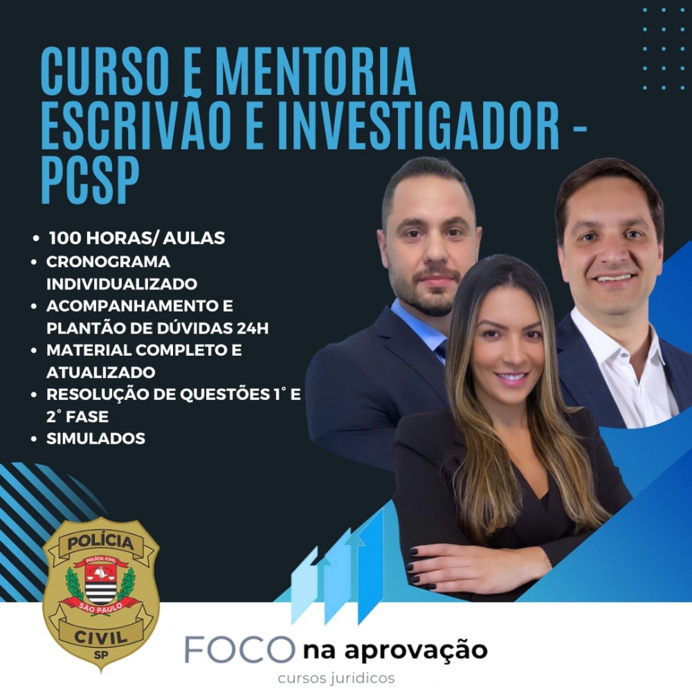 Curso e Mentoria Investigador e Escrivão de Polícia PCSP